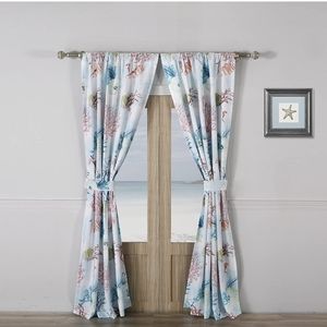 NWOT! Sarasota Tie Backs Coastal Sea Print 3